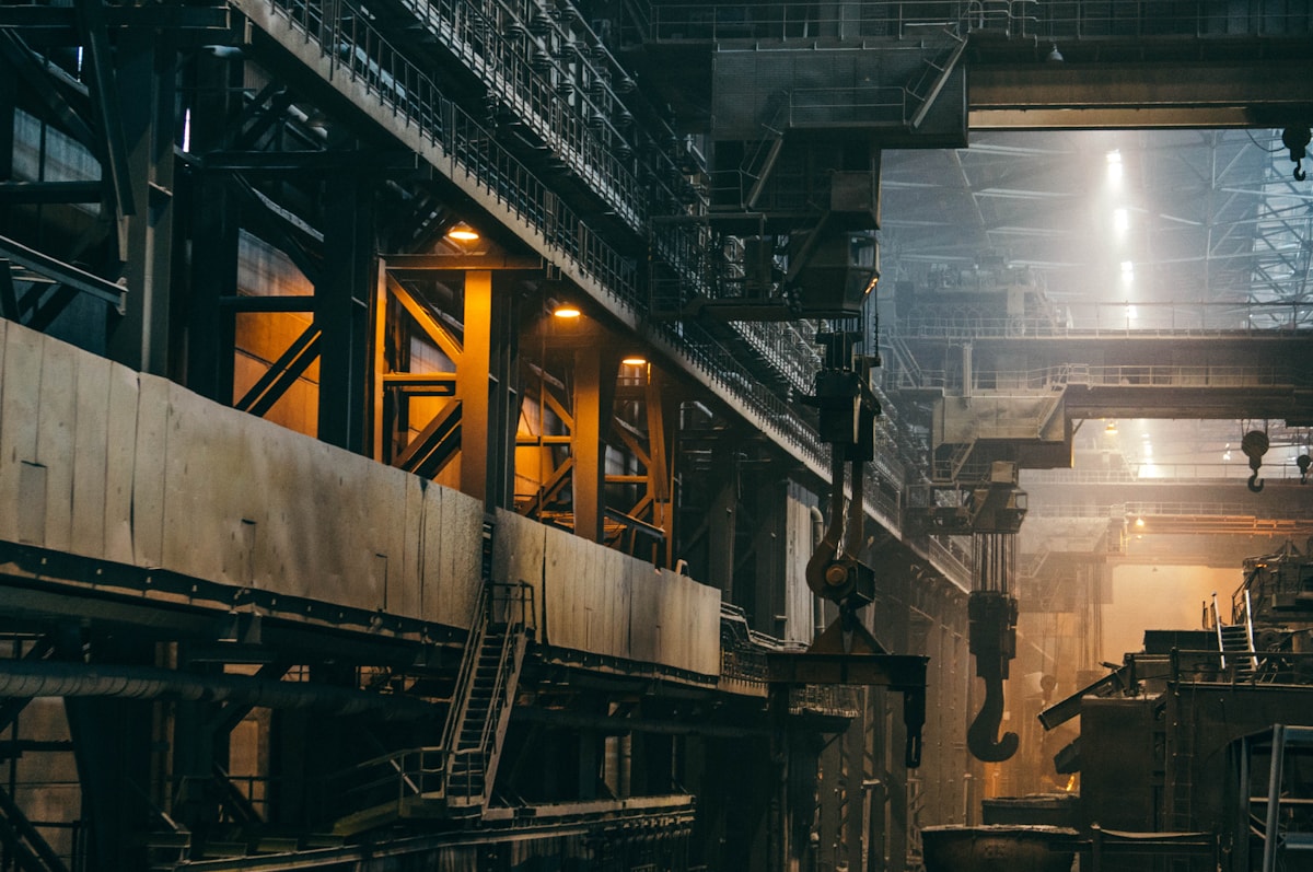 Industrial boiler house at a coal-fired power plant